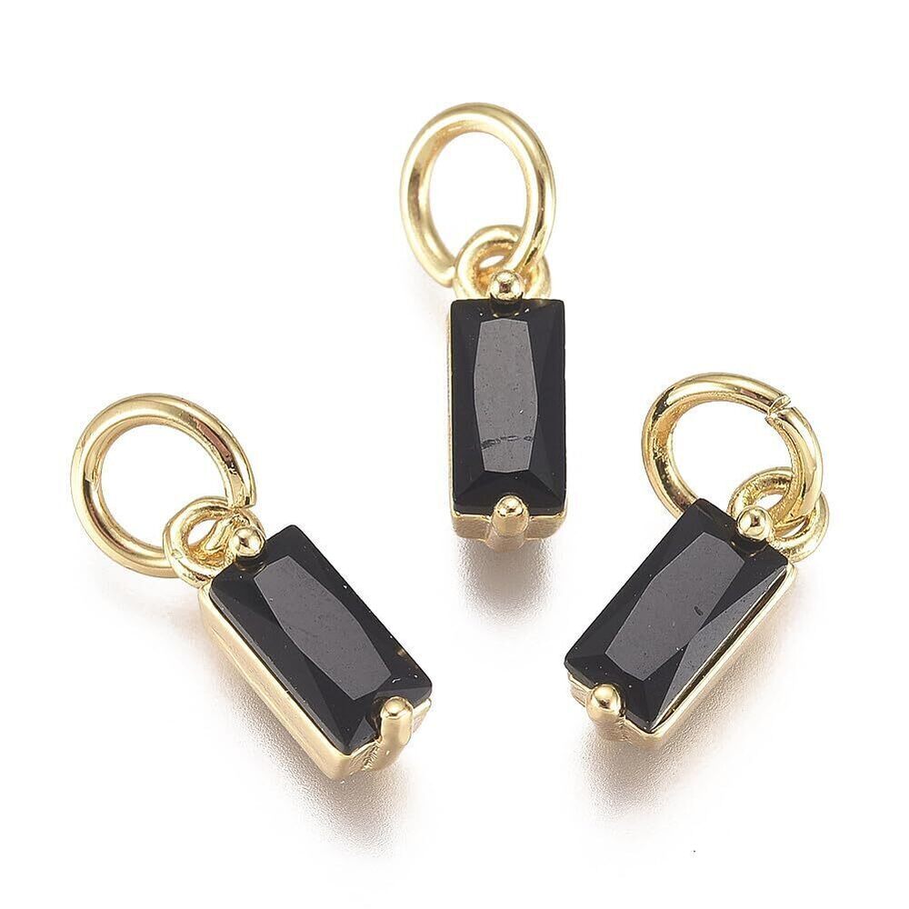 5742 Pandahall 20Pcs 18K Gold Plated Rectangle Charms Cubic Zirconia